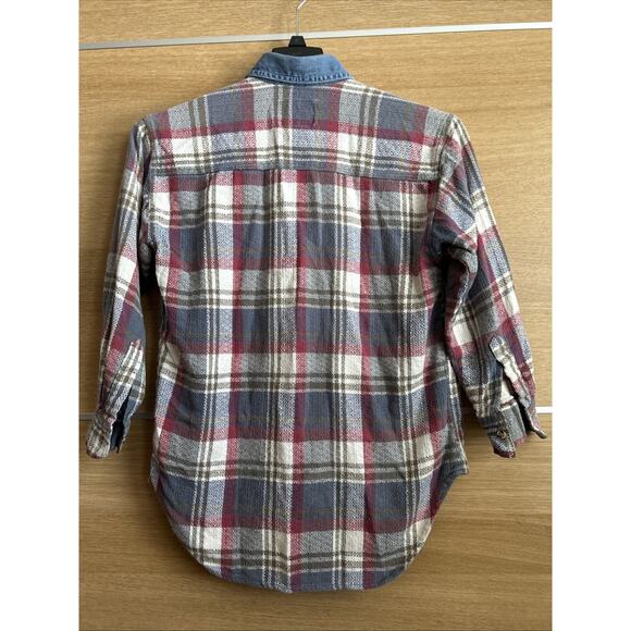 ATLAST & Co. Flannel Shirt Women’s Sz Small - Denim Accent Collar - Picture 4 of 6